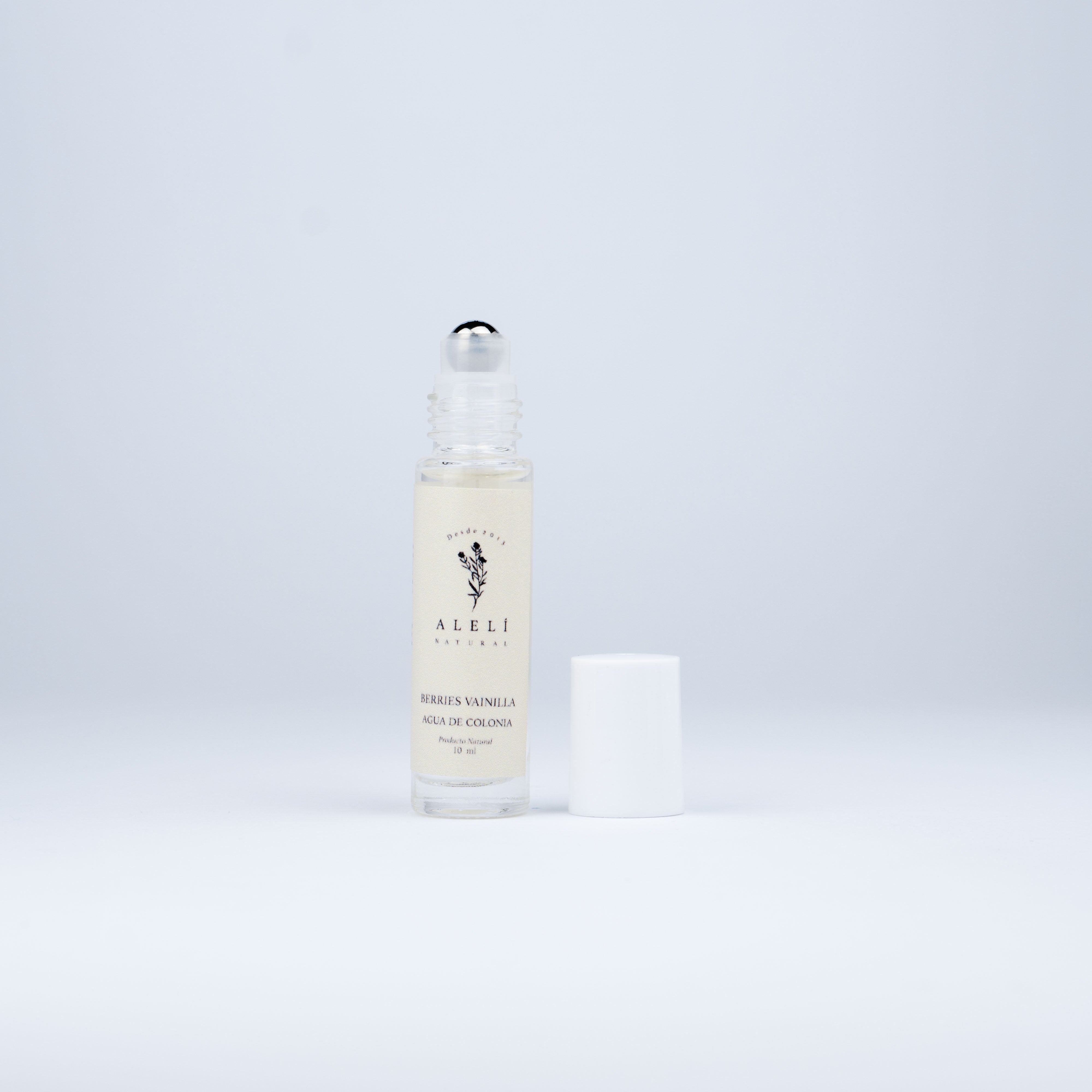 Colonia vegana roll-on Alelí Natural 10 ml Berries Vainilla. Fragancia frutal suave con fondo cálido de vainilla.