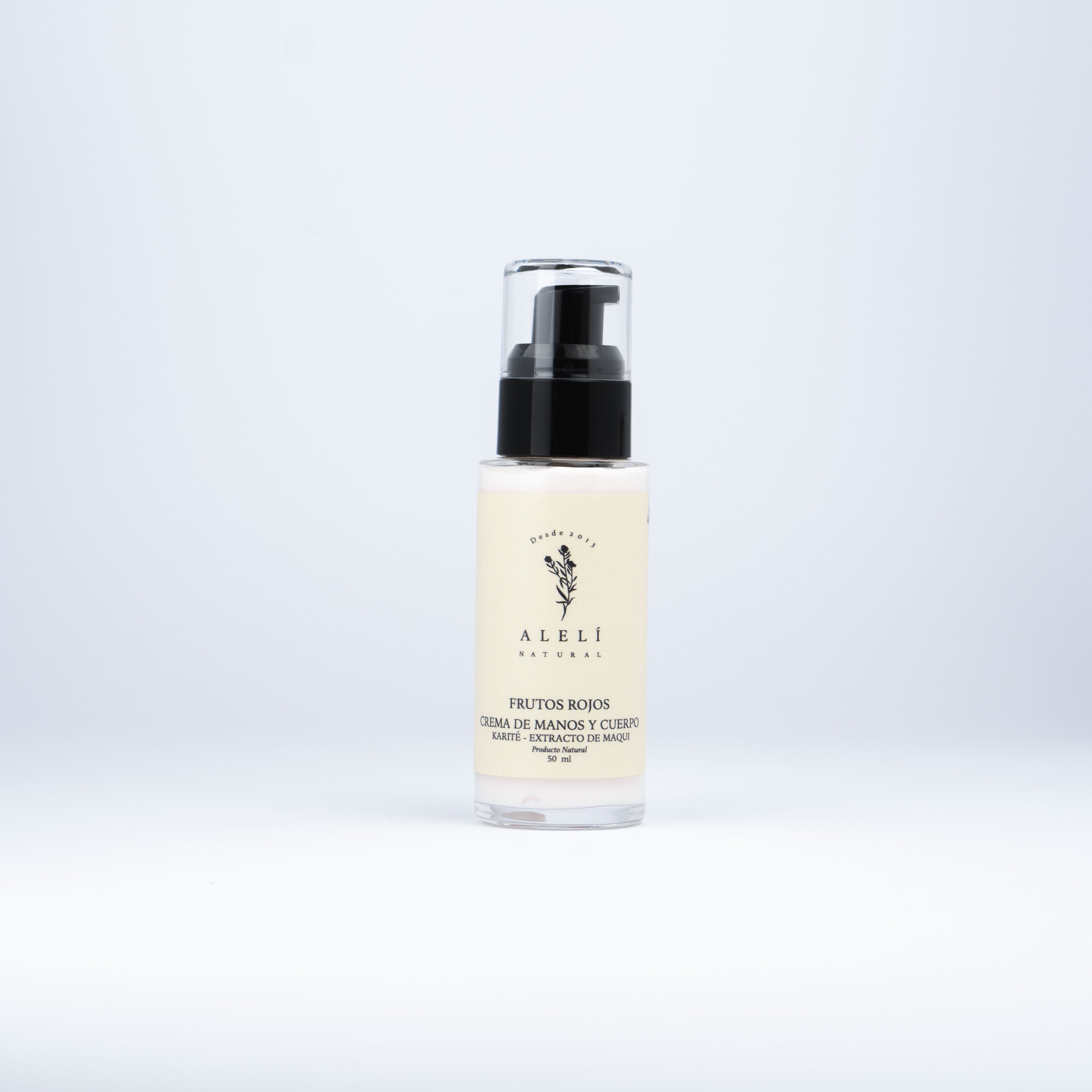 Crema de manos y cuerpo Alelí Natural 50 ml Frutos Rojos. Aroma dulce y frutal que revitaliza y cuida intensamente la piel.