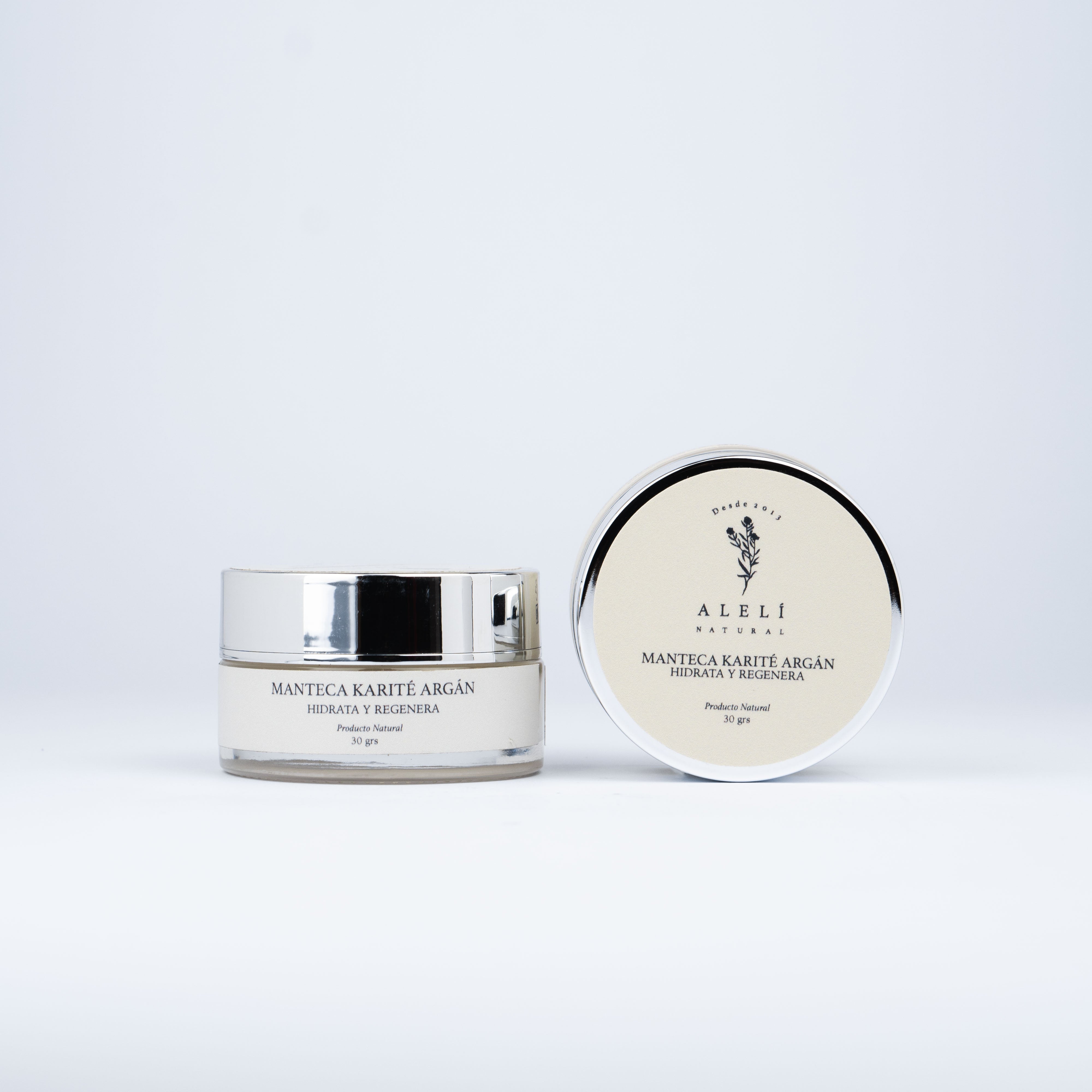 Manteca de Karité con Aceite de Argán Alelí Natural 30 grs. Hidratación intensa para rostro, labios y zonas resecas.