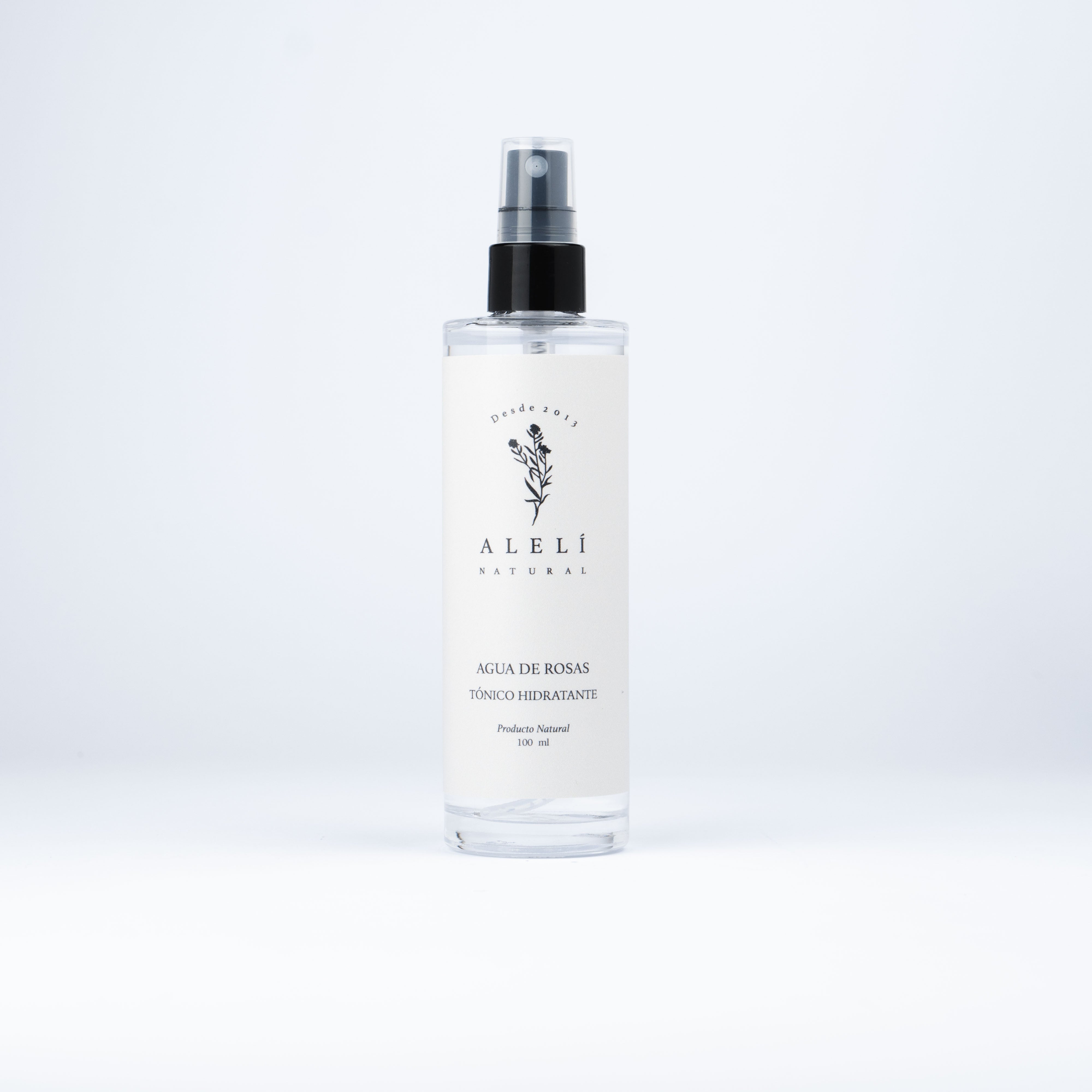 Tónico Hidratante de Agua de Rosas Alelí Natural 100 ml. Refresca, calma e hidrata todo tipo de piel con aroma floral suave.