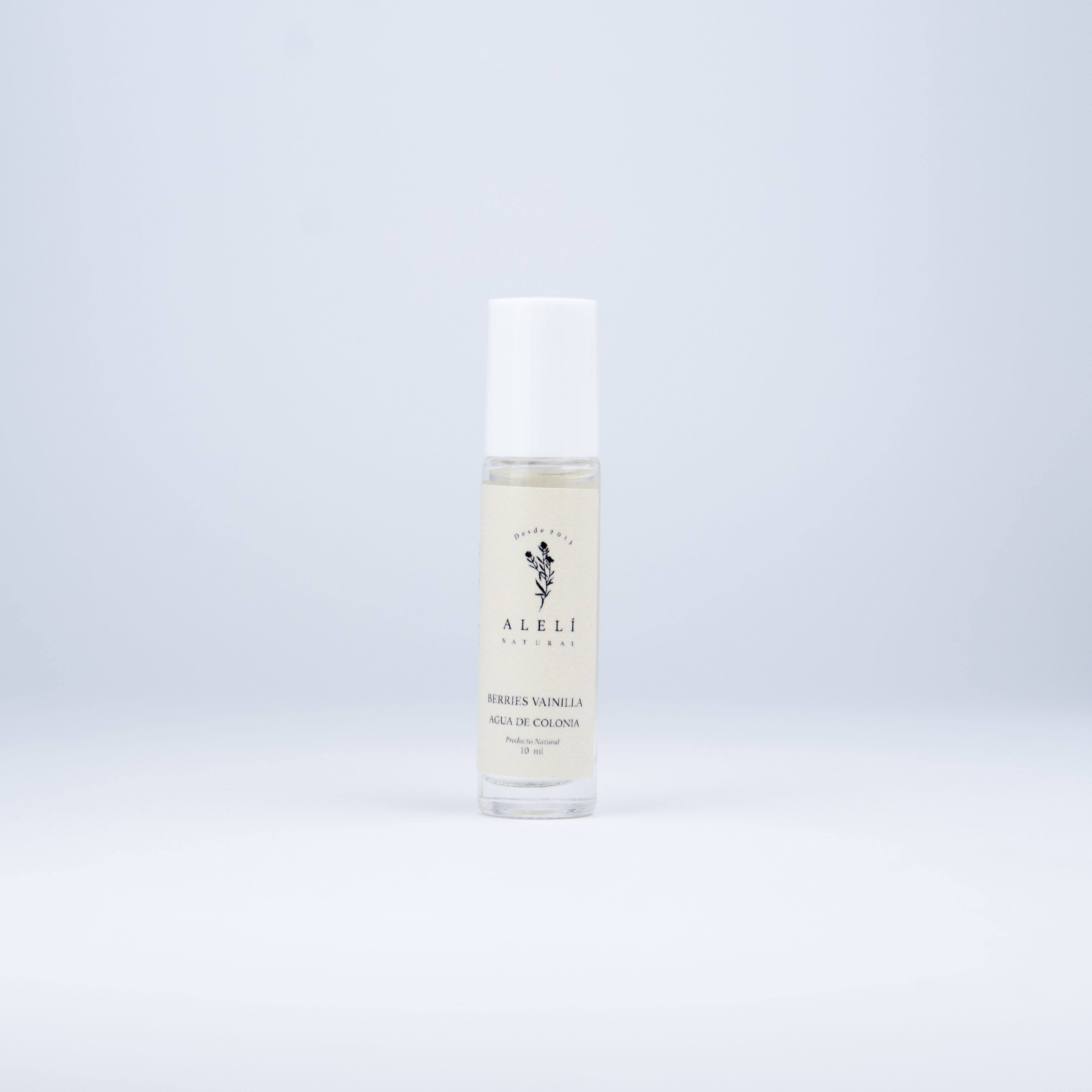 Colonia vegana roll-on Alelí Natural 10 ml Berries Vainilla. Fragancia frutal suave con fondo cálido de vainilla.