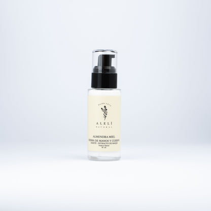 Crema hidratante de manos y cuerpo Alelí Natural 50 ml Almendra Miel. Nutrición cálida para piel suave y protegida.