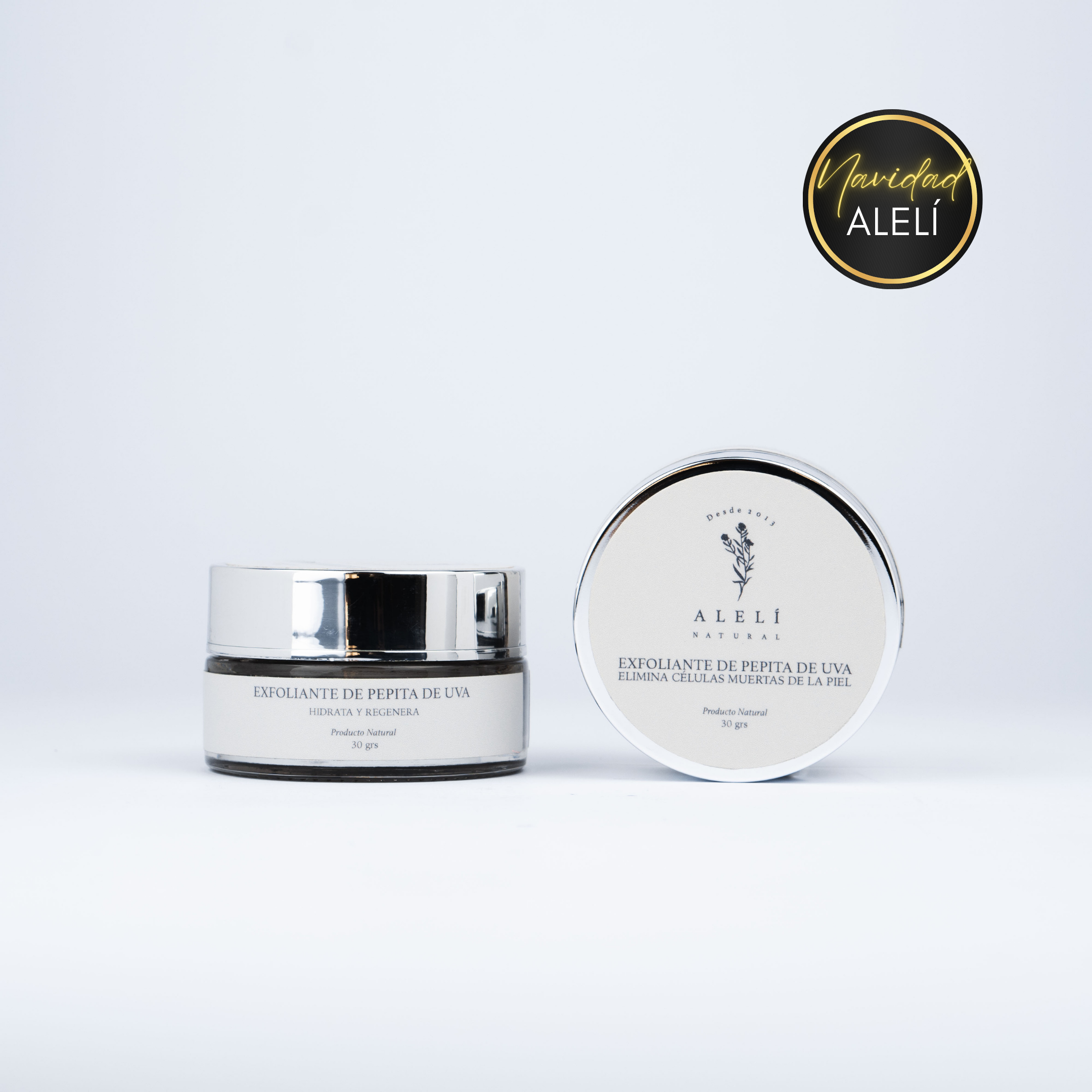 Exfoliante Facial Antioxidante de Pepita de Uva Alelí Natural 30 grs. Limpieza profunda y suave para piel sensible o mixta. Navidad Alelí 35% Off.